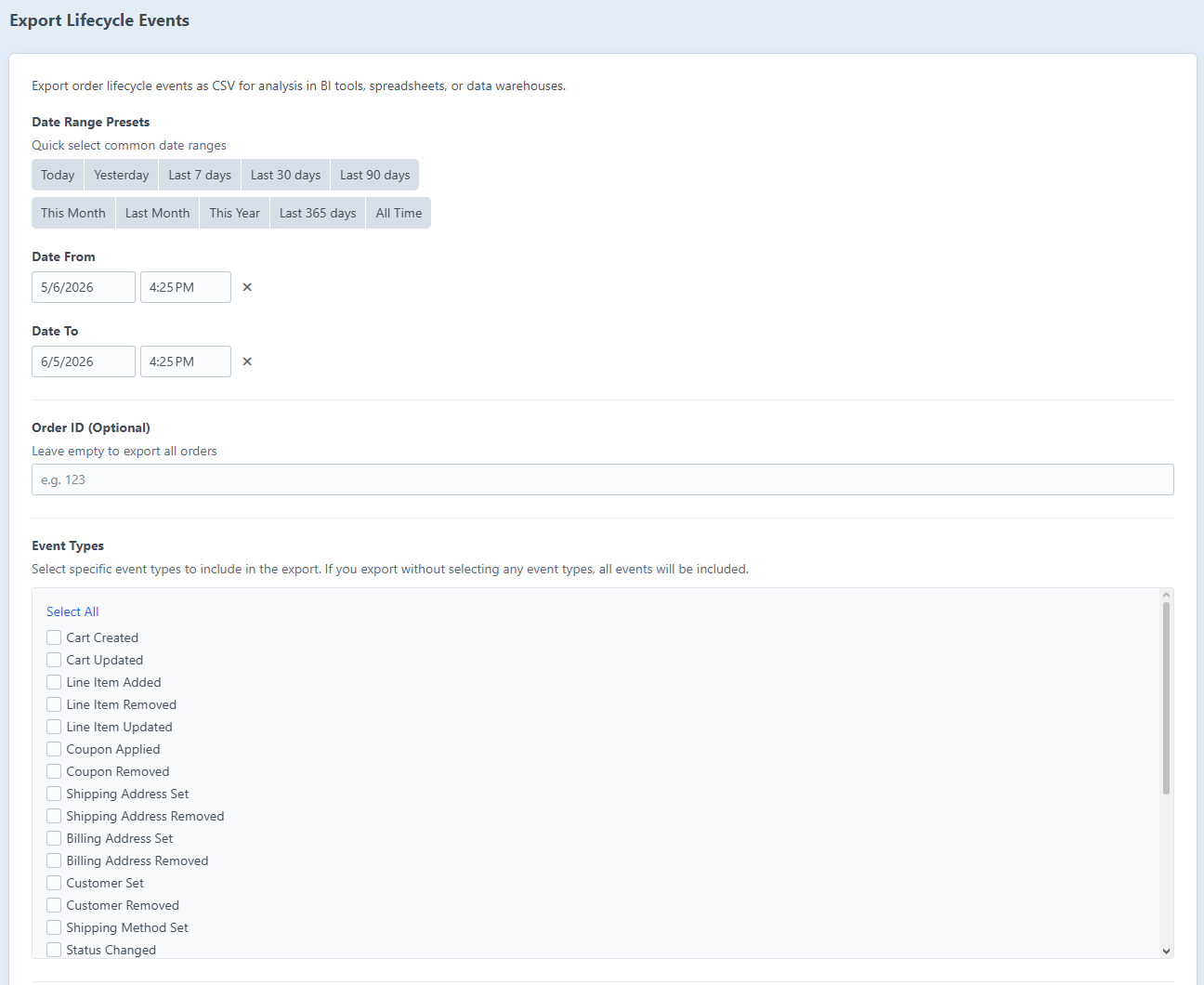 Export form filters